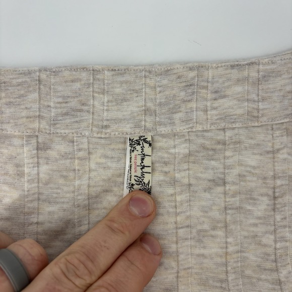 FREE PEOPLE Beige Long Sleeve Beside Me Ribbed Bodysuit Size Small Square Neck - Picture 3 of 7